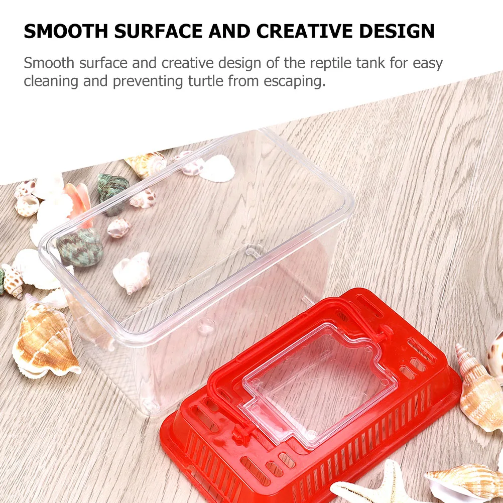 

5pcs Plastic Aquarium Handheld Fish Tank Portable Turtle Box 15x9.5x11cm Mini Transparent Reptile Tank for Turtles