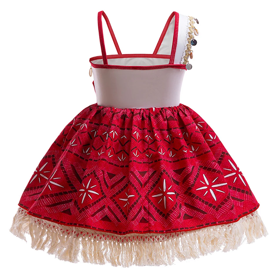 Girls Moana Fringe Beach Dress Kids Cosplay Performances Beach Fun and Play Dresses Girls Halloween Carnival Party Dresses