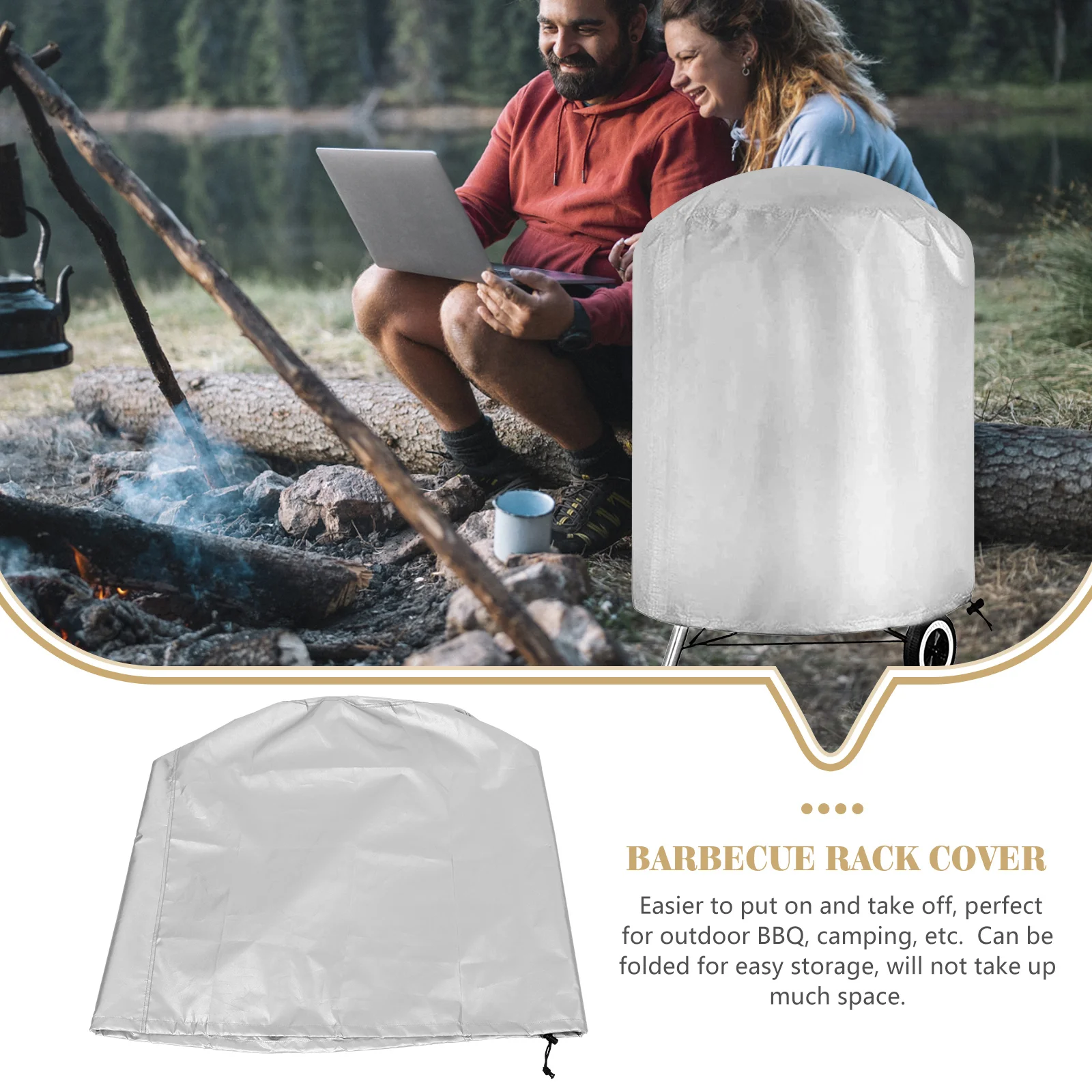 

Barbecue Grill Cover 58x77cm Silver Waterproof Large Camping BBQ Accessories Park Gas Grill Covers Heavy Duty Outdoor Protector