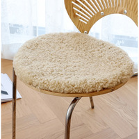 Curly Wool Chair Pad Circular Dining Seat Cushion Fur Integrated Mat Genuine Sheepskin Sofa Pad Winter Soft Bay Window Cushion