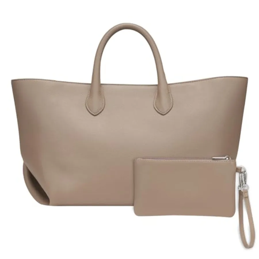 

CHUNLI Leather Tote Bag for Women Large Top-handle Handbags with Detachable Pocket for Work Travel Events Casual