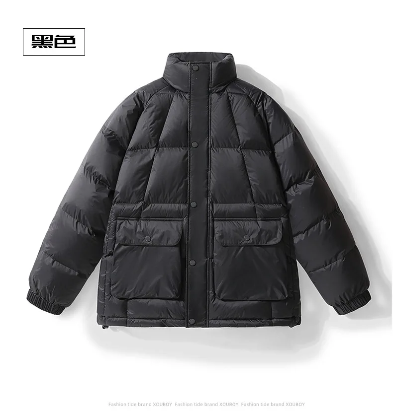 Men's Winter Casual Thick Warm Standing Collar Cotton Coat Youth Trendy Workwear Jacket