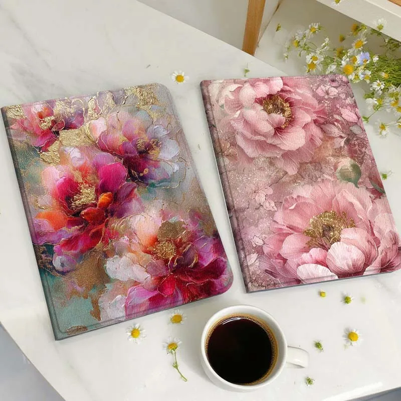 

Colorful Gold Floral Painting Tablet Case For Huawei Honor MatePad MediaPad Air 5 6 7 11 V6 V7 V8 V9 X9 X8 T10 T10s C5e T5 Gift