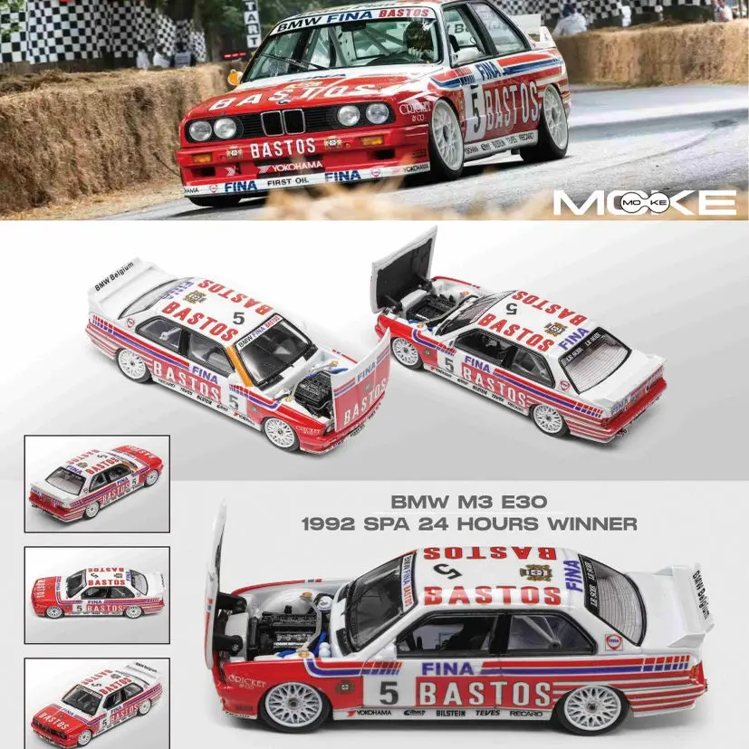 مورتال موك 1/64 بي ام دبليو M3 E30 1992 سبا 24 ساعة الفائز 7 أحد عشر # 29 واتسون هاتشيسون # 6 لعبة هدية للأطفال على شكل سيارة مصنوعة من خليط معدني #2