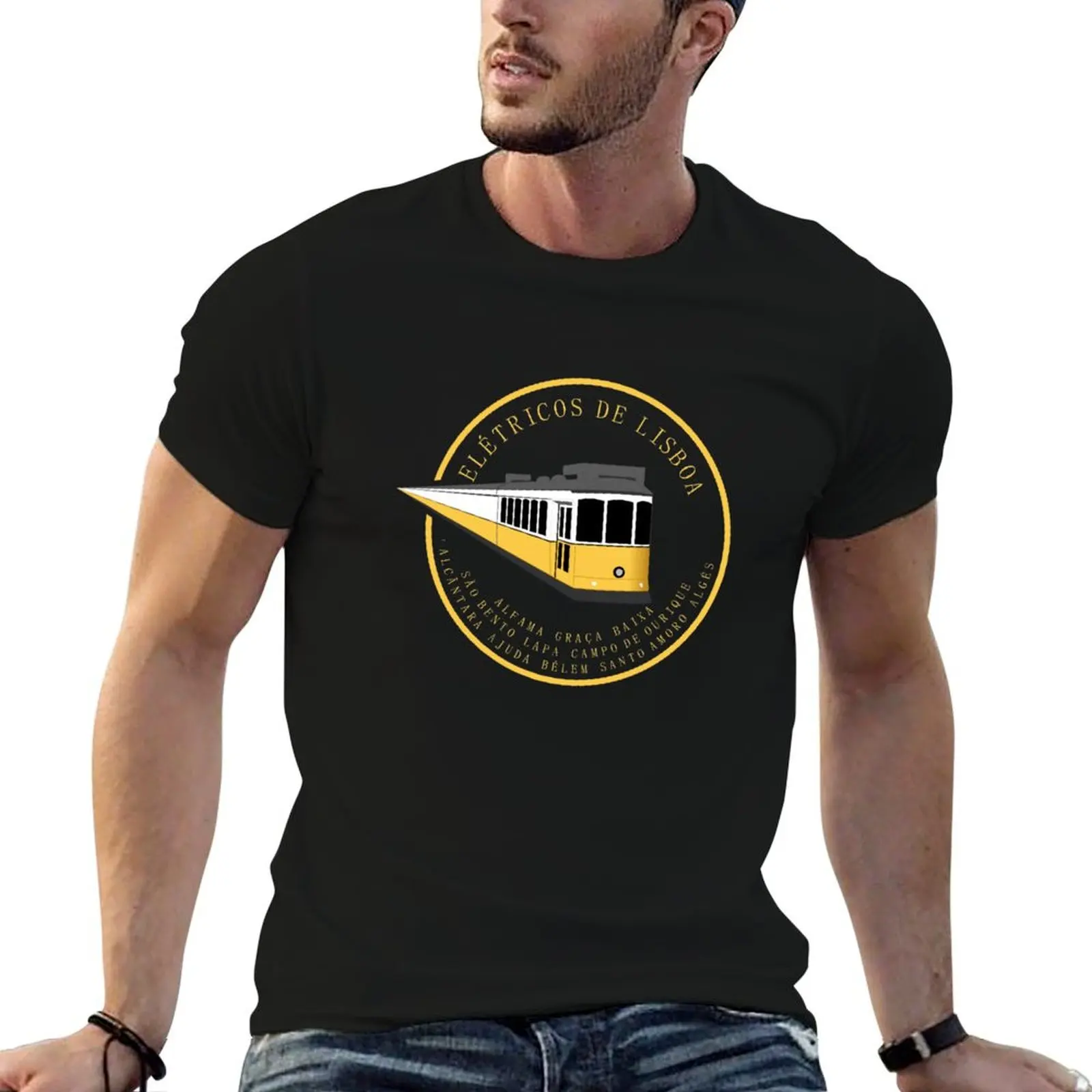 Elétricos de Lisboa T-Shirt de algodão t-shirt homem t-shirts para homem gráfico engraçado t-shirt homem designer T-shirt