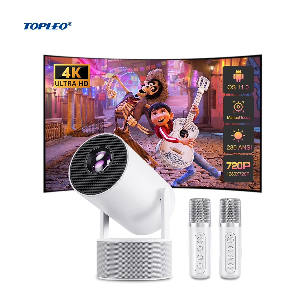 

Topleo Android 11 Projector Speaker Karaoke Smart Hy300 Pro Plus Ktv hd 4k Home Theater Portable Proyector Portatil Projector