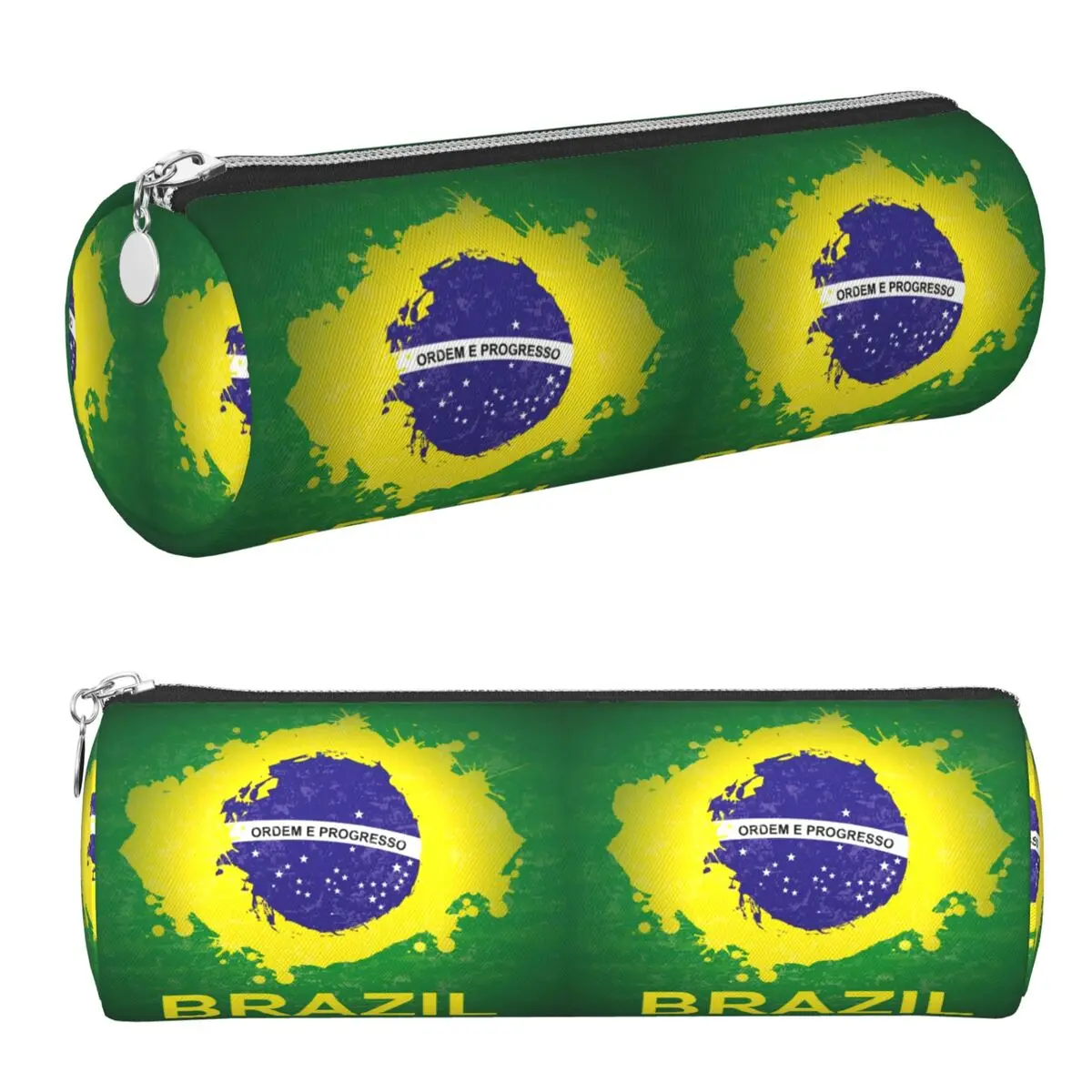 

Brazil Flag Pencil Cases Pencil Pouch Cylinder Pen Box Pencil Bag for Kids School
