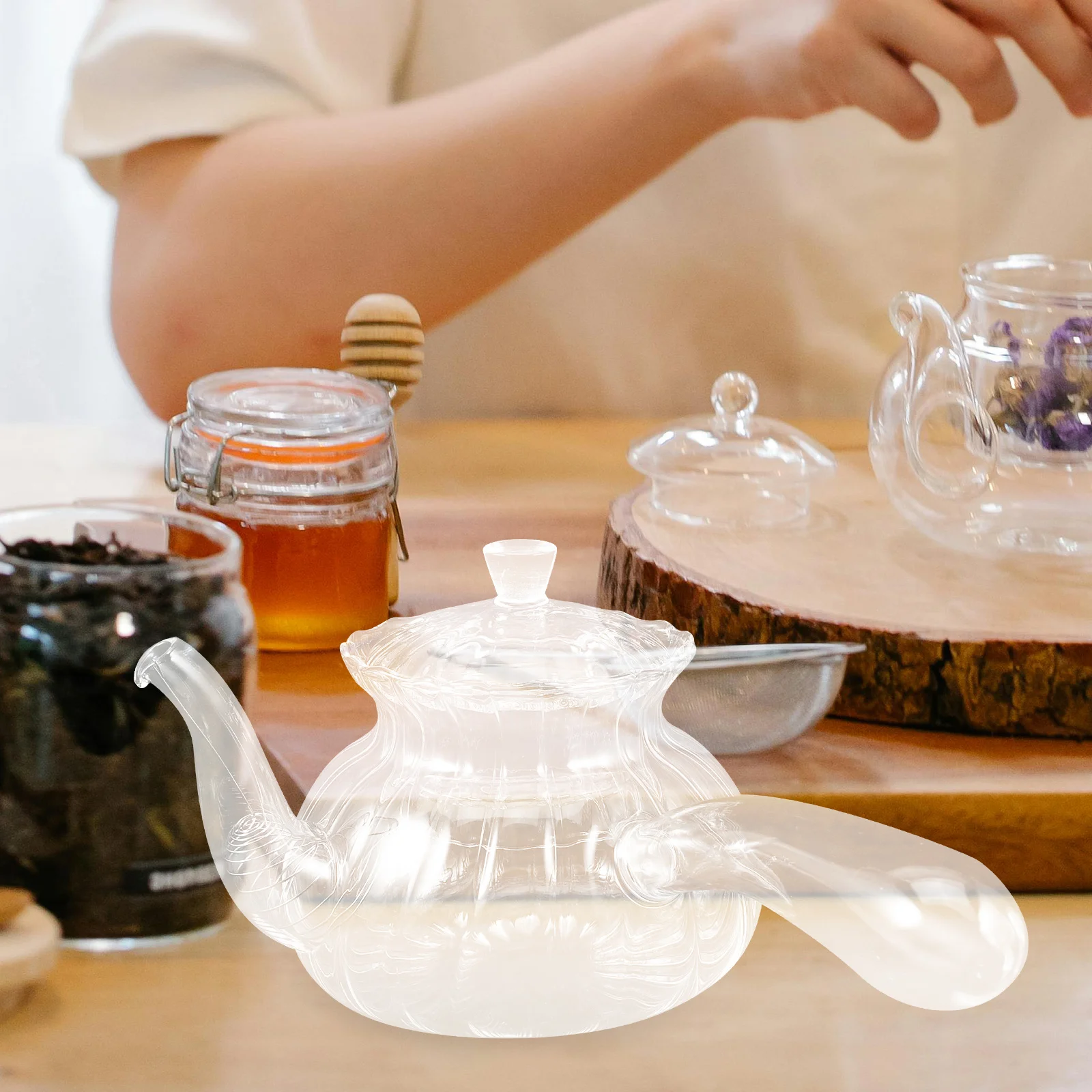 

Glass Tea Pot with Lid Teapot Stovetop Household Transparent Clear Kettle Loose Leaf