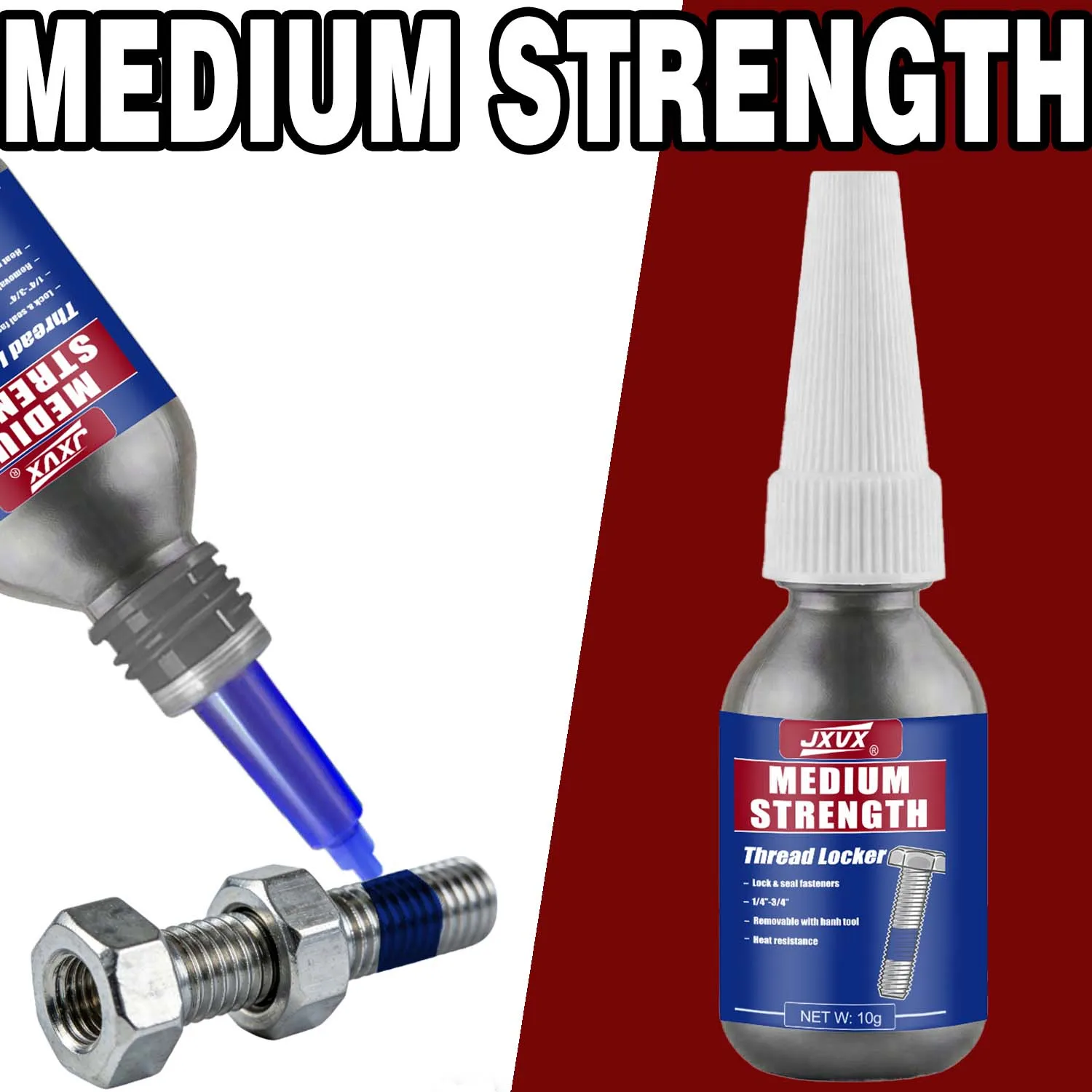 JXVX 243 Screw Lock Threadlocker Red Screw Glue Thread Locking Agent Anaerobic Glue Anti-loose Universal Thread Sealants tool.