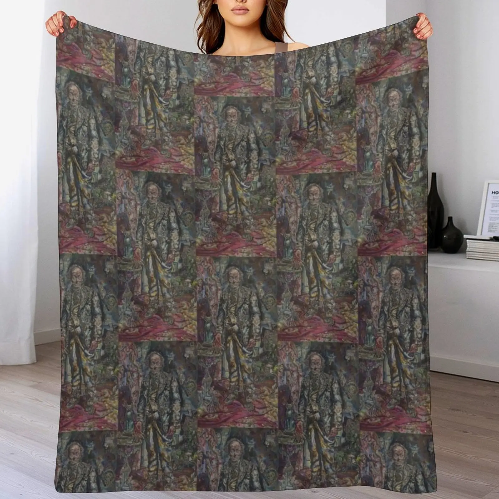 The Picture of Dorian Gray Painting by Ivan Albright Throw Blanket halloween funny gift Blankets