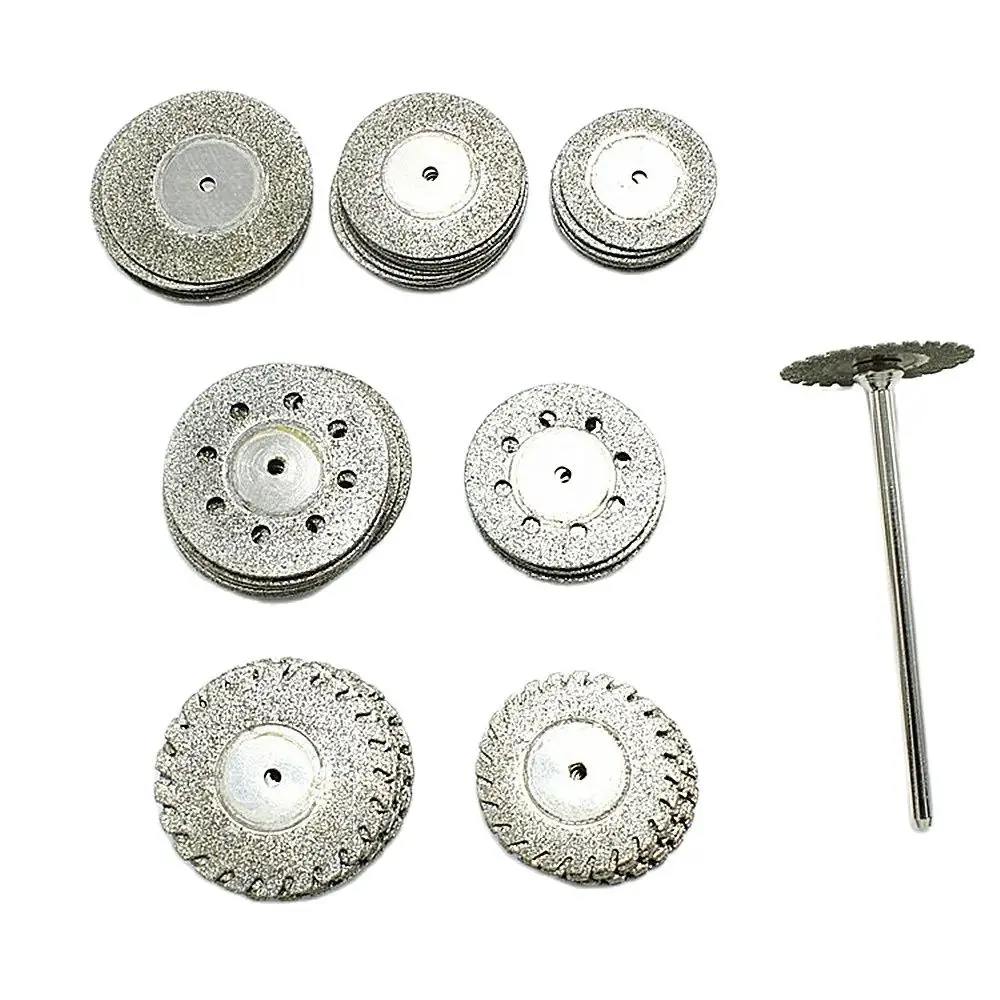 8Pcs Dental Ultra-thin Double Sided Diamond Cutting Disc for separating polishing ceramic crown plaster or jade with mandrels