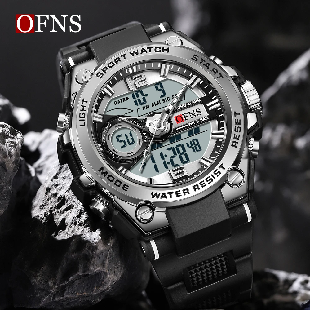 OFNS Top Brand G-style Dual Display Men Watches Waterproof Sports Digital Watch Military Man Alarm Stopwatch Quartz Wristwatch