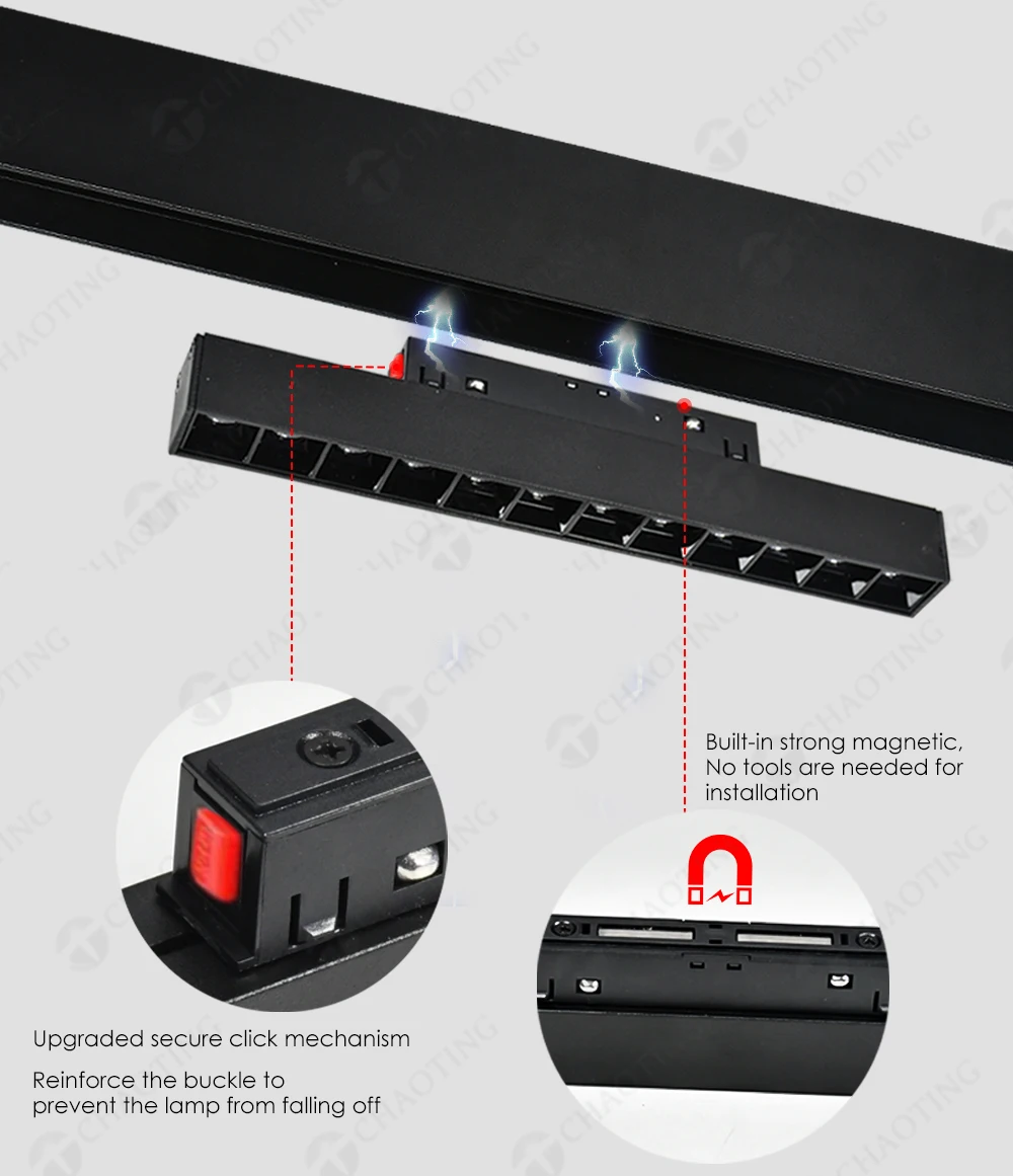 Sistema de iluminación LED de pista, luz magnética de superficie de pista, luces de punto lineal regulables inteligentes para sala de exposición interior, DC48V, Tuya