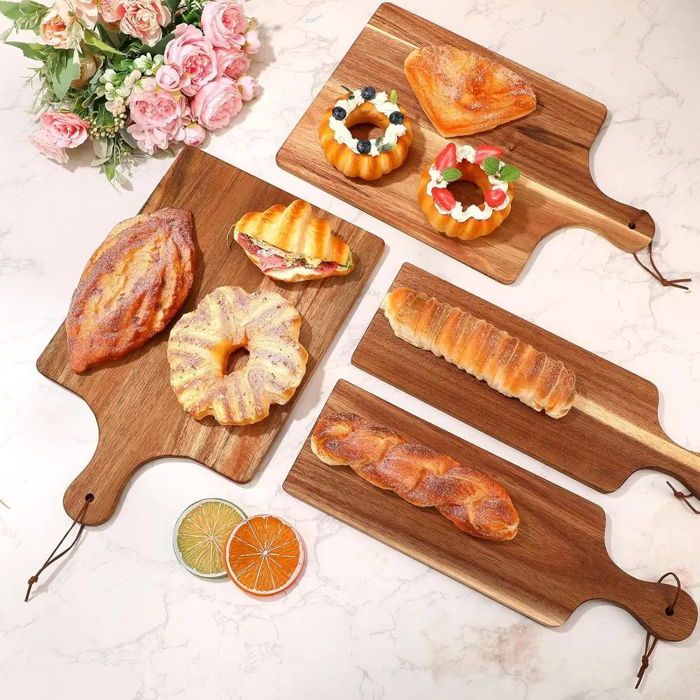 Acacia Wood Cutting Board Set, 12-Piece, with Handles, for Kitchen Chopping, Serving, and Gifting on Special Occasions, 16x10 an