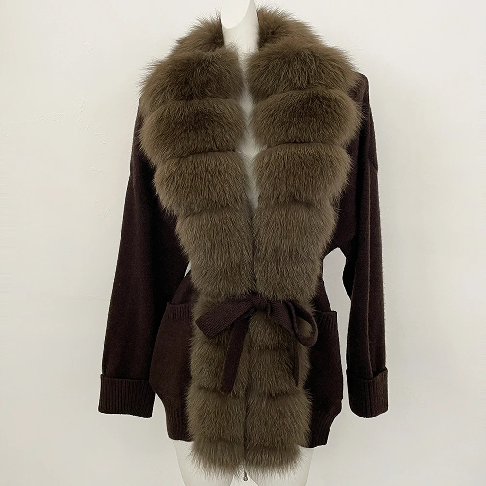 

Women's Sweater Real Fox Fur Jackets Women Cardigan Femmes Sweaters & Jumpers Real Fur Coats for Woman Oversized Sweater Lady
