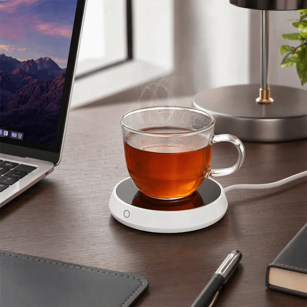 Durable ABS Cup Warmer White Touch Switch Beverage Warmer Electric Heating Pad Auto Shut off Electric Cup Warmer Pad Home Office