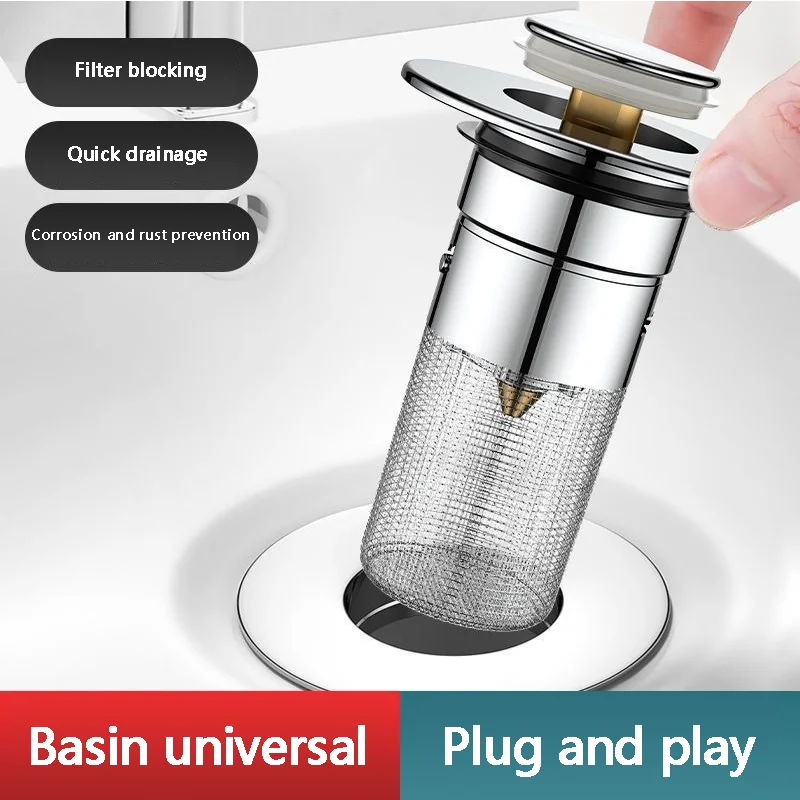 Universal Washbasin Floor Drain Plug, Bounce Core, Insect Proof, Odor Proof, Mão entupimento, Filtro de tela