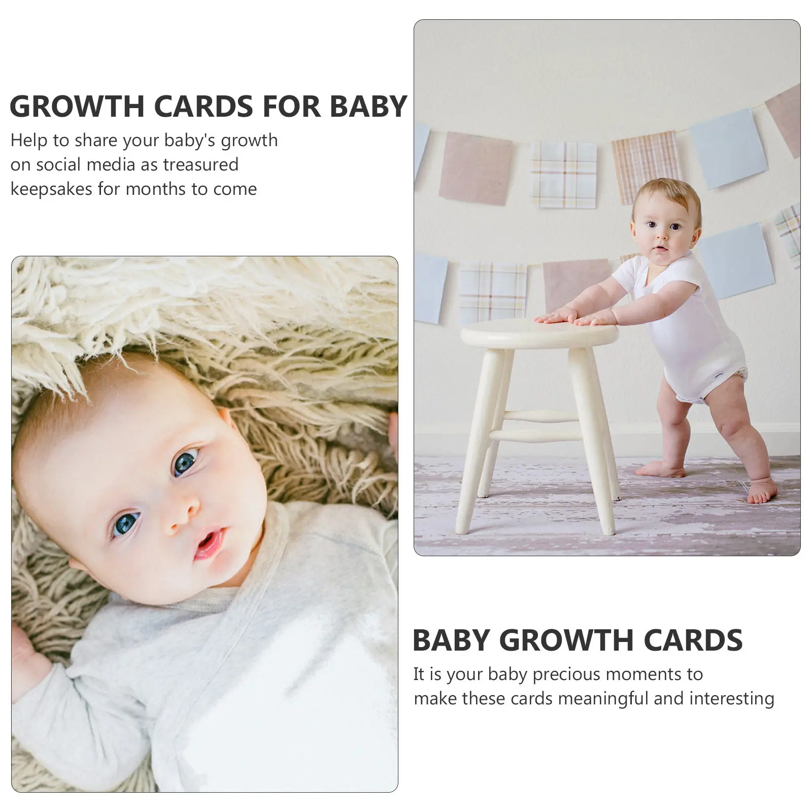 2Pcs Natural Wood Baby Growth Cards Monthly Milestone Tracker First Year Commemorative Photo Props Newborn Photography