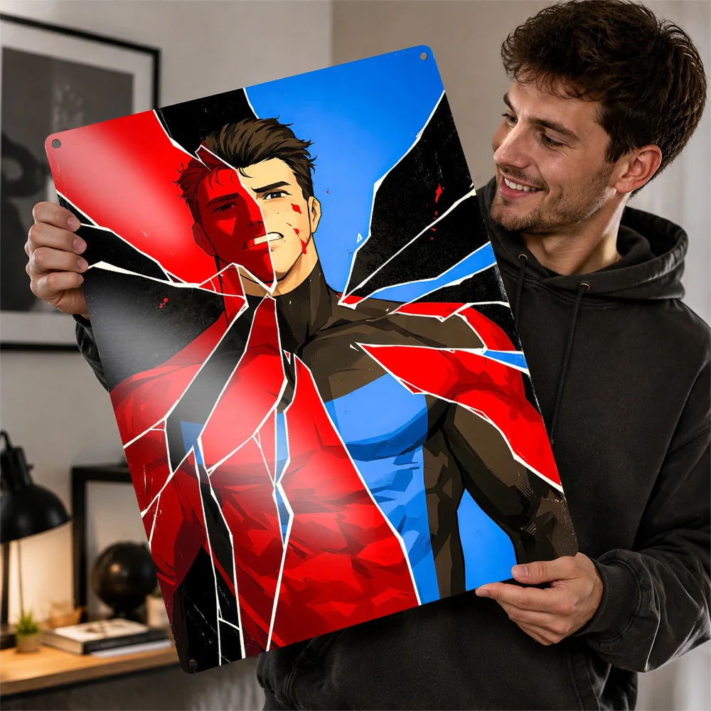 Shattered Hero Portrait Metal Poster Perfect Gift for Fans Lovers Personalized Wall Art Metal Sign for Wand Deko Vintage Decor
