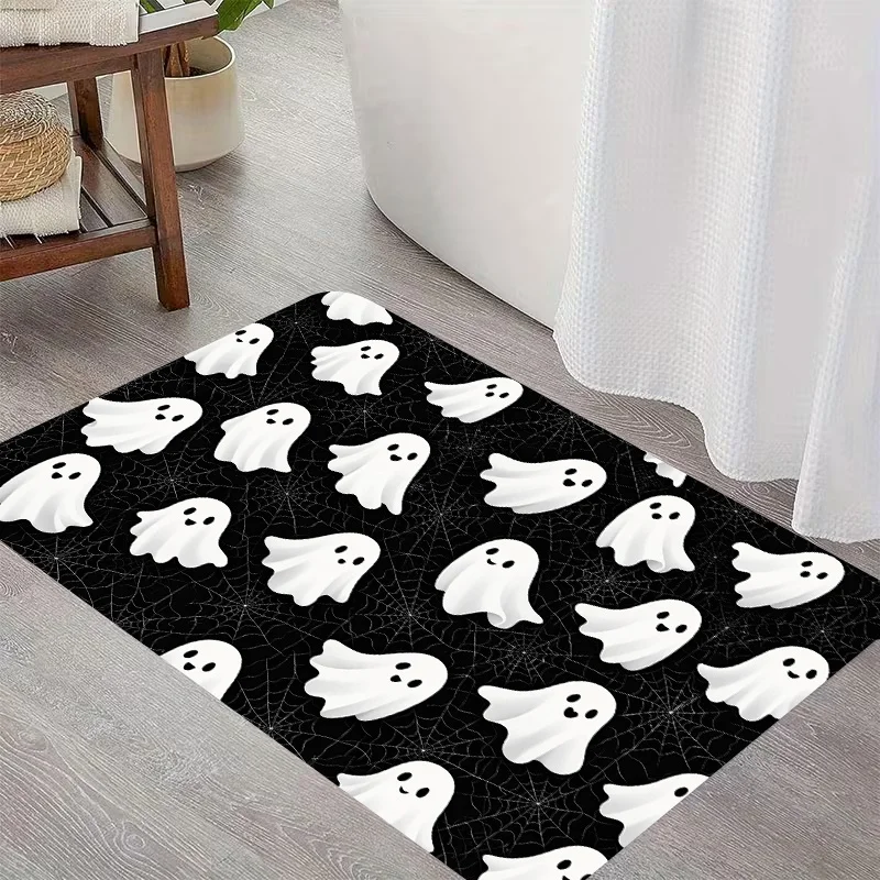 3D Cracked Hole Rectangle Door Mat Ghost Abyss Non-Slip Welcome Rug Black Carpet for Home Entrance Halloween Porch Decor