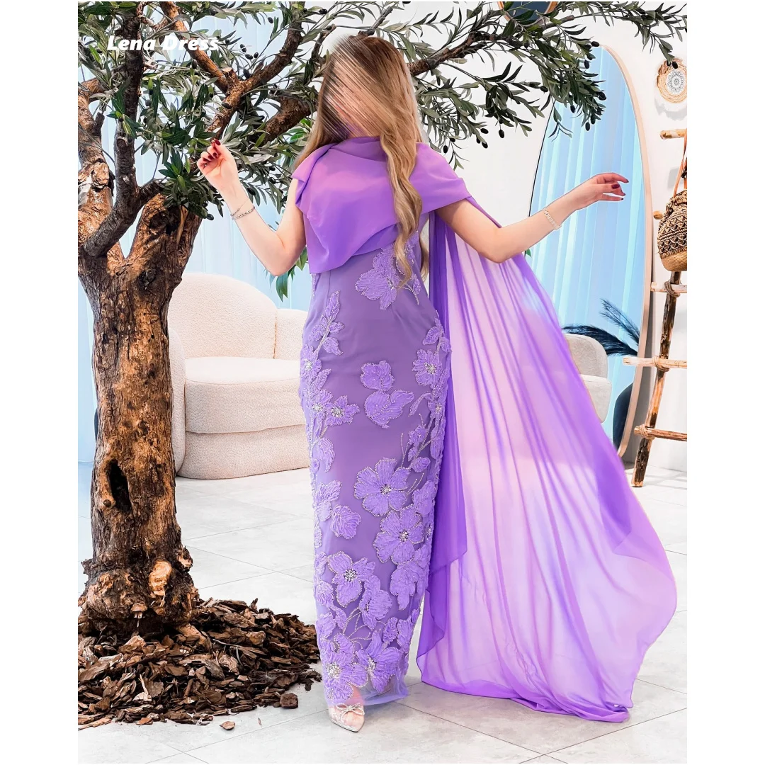 

Lena Purple Luxurious Women's Evening Dresses 2025 Luxury Women Evening Dress Customized Flowers Fish Tail Ball Gown Dress Shawl
