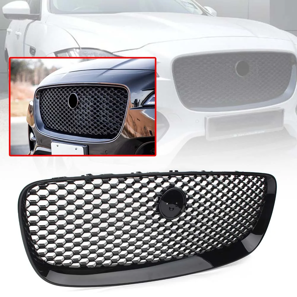 

Car Front Grille Upper Radiator Mesh Grill For Jaguar X761 F-Pace 2016 2017 2018 2019 2020 Gloss Black ABS Plastic