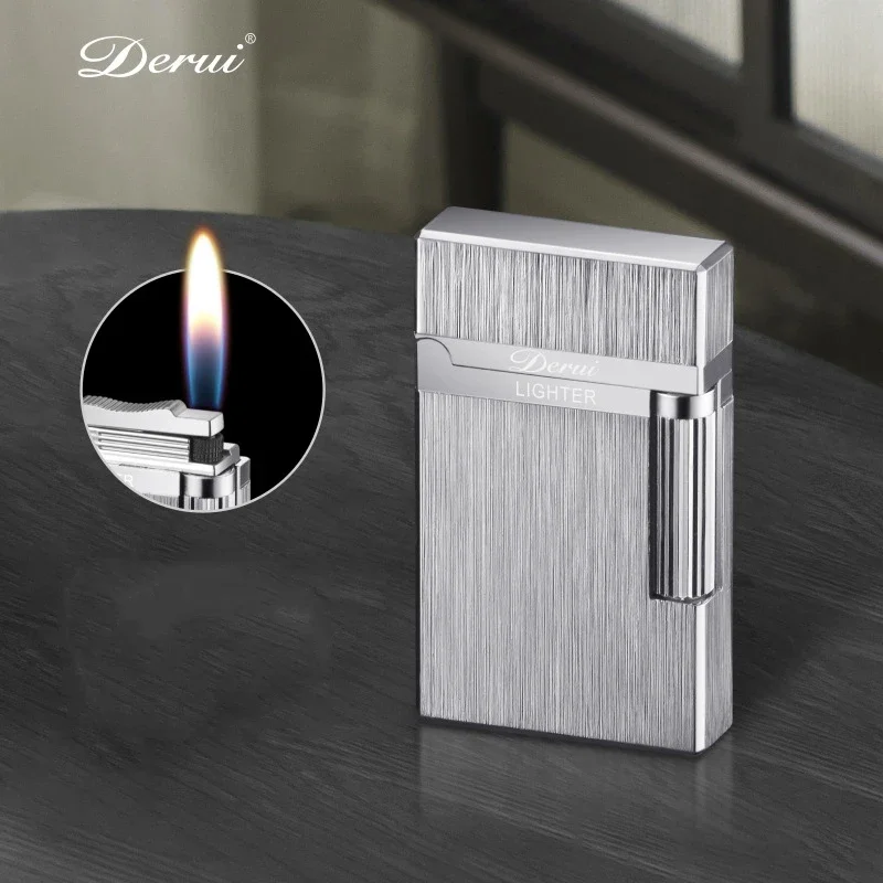 DERUI-Metal Langsheng Sound Gas Lighter, Side Grinding Wheel Ignition, High-end Cigarette Accessories, Gift with Box for Men