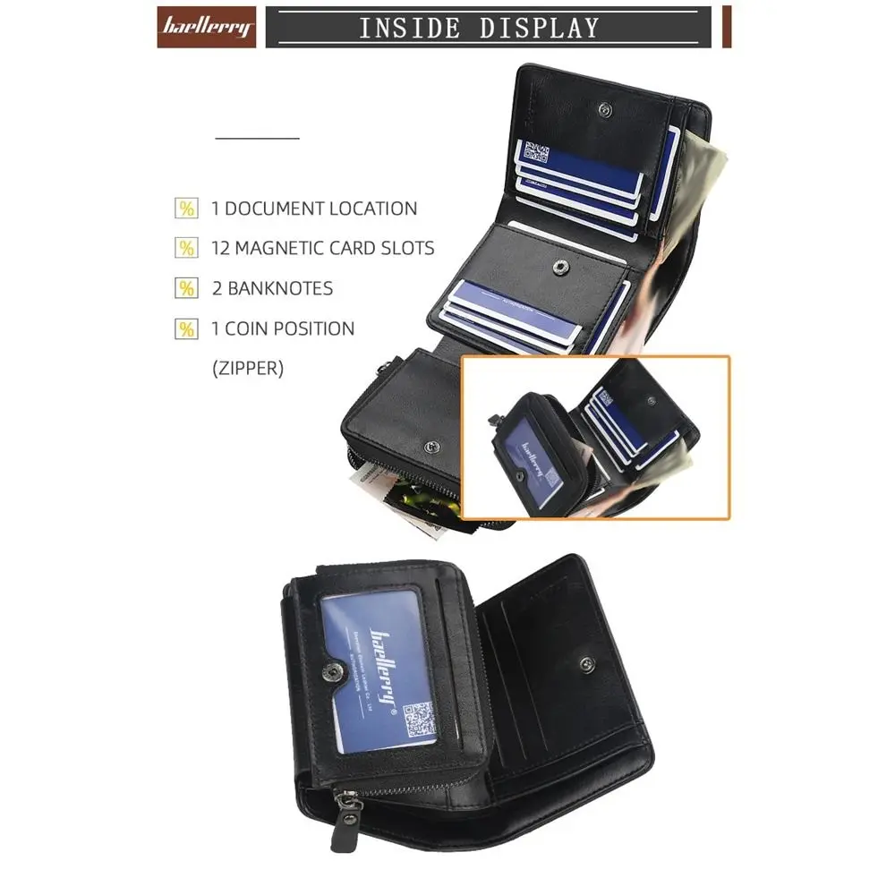 Fashion Purse Men PU Wallet Folded Wallet Bag Zipper Business Clutch Bag Card Brand Large Capacity ID Card Holder Women