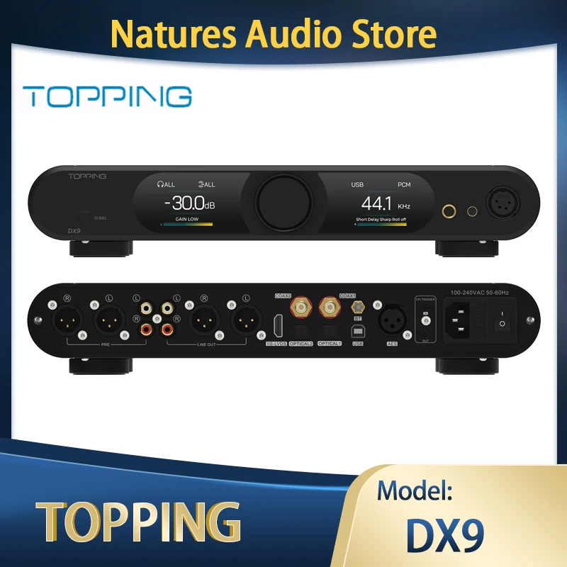 

TOPPING DX9 15th Anniversary Decoder HIFI AK4499EQ DAC Headphone Amplifier PreAmplifier 4.4mm XLR Balanced DAC Pre-amp