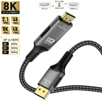 8K 60Hz DP to HDMI 2.1 compatible Cable  DisplayPort to HD Adapter Display Port Video Audio for PC HDTV Projector Laptop