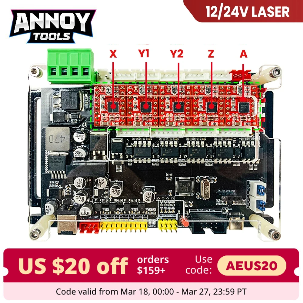 CNC 4AXIS Controller MCU32 Bit 32GRBL Stepper Motor Driver XYZA  Axis Driver Board Spport 500W Spindle for CNC Milling Machine