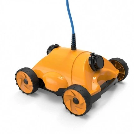 Pool cleaning robot with powerful dual washing brushes and multiple filters
