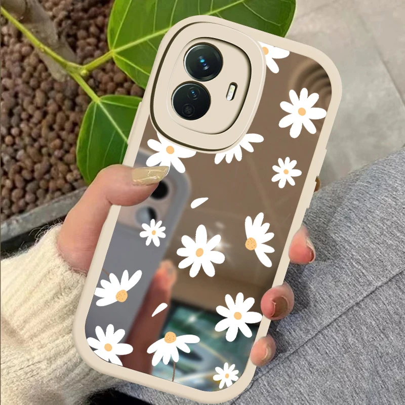 Protective Mirror Case For Vivo Y77 Y77E Y 77 Soft TPU Phone Cover For Vivo Y85 Y36 Y66 Y77 Y53S Y22S Y51 2020 Flower Print Capa