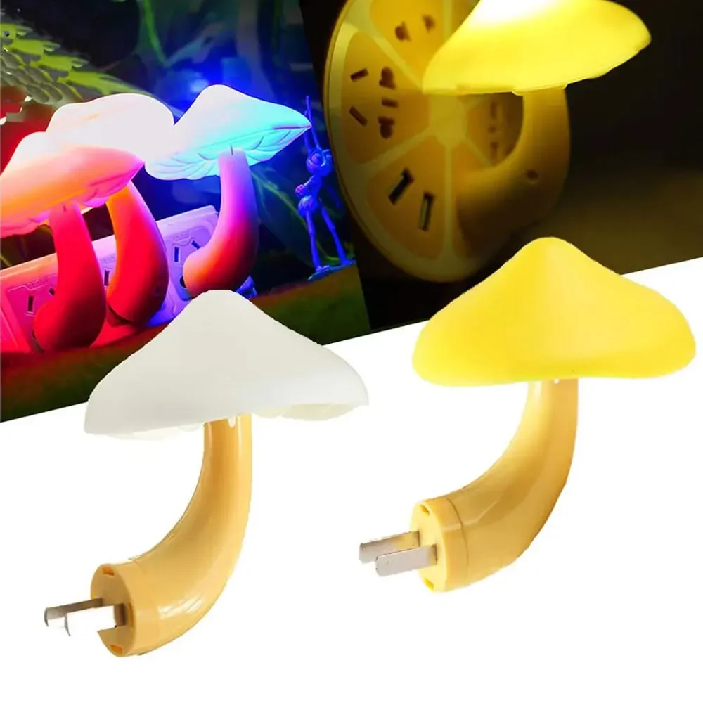 Luce notturna a LED Plug-in lampada 7 colori che cambiano luci notturne con sensore di luce a fungo carino per adulti luce notturna per bambini