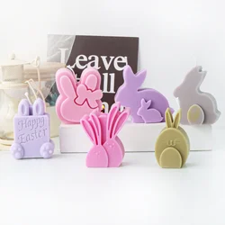 Cute Rabbit Candle Silicone Mold Easter Bunny Scented Candle Resin Making Mould DIY Diffusing Stone Rabbit Plaster Mold Decor