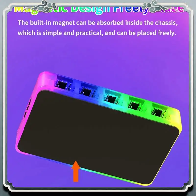 Premium 1 To 10 Chassis Hub Magnetic Base With Remote Control For ARGB & PWM Fans, Light Synchronization Computer Case Accessory