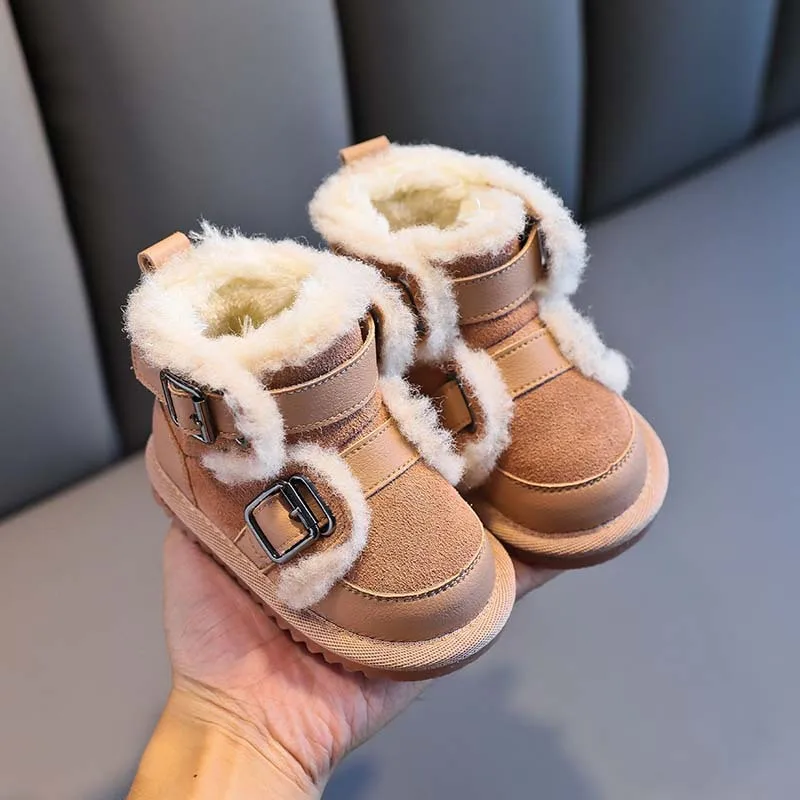 Baby Plush Winter Boots Baby Soft Soled Walking Shoes 1-3  4-6 Year Old Boys  Casual Cotton Shoes Thick  Winter Girls\' Shoes