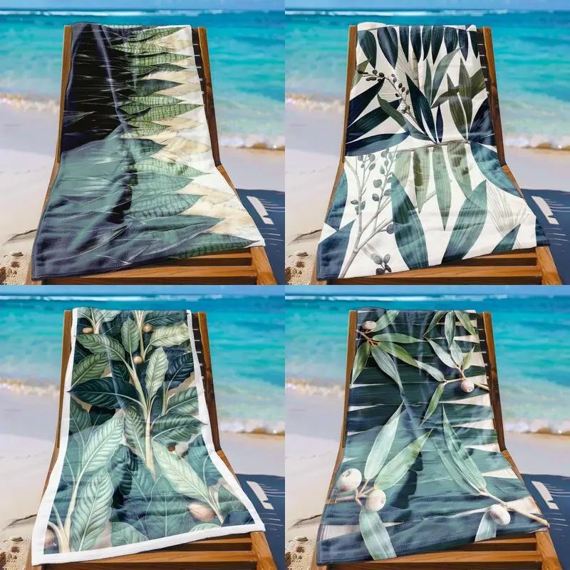 

Пляжное полотенце с узором в виде тропических листьев, защищающее от солнца и ветра, подходит для бассейна, кемпинга, путешествий, как одеяло.