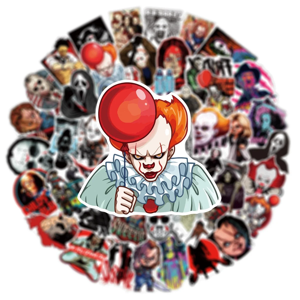 50Pcs Horror Movie Stickers Halloween Theme Waterproof Decals for Scrapbooking Phone Luggage DIY Craft - view 5