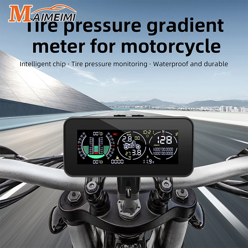 3 IN1 Motorcycle Head Up Display HUD GPS Speedometer Altitude Compass Level Moto Tire Pressure Monitor System for Haulage Motor