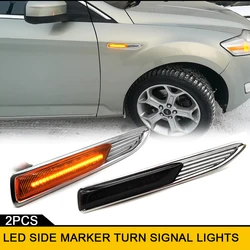 2Pcs LED Dynamic Amber Car Side Marker Indicator Light for Ford Mondeo Mk4 BA7 4 Turn Signal Lamp Canbus Free Error