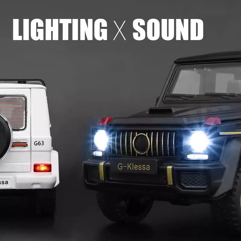 1:24 simulato Benz G63 modello di auto in lega suono e luce pull-back giocattolo auto in metallo fuoristrada ragazzi collezione ornamenti regalo
