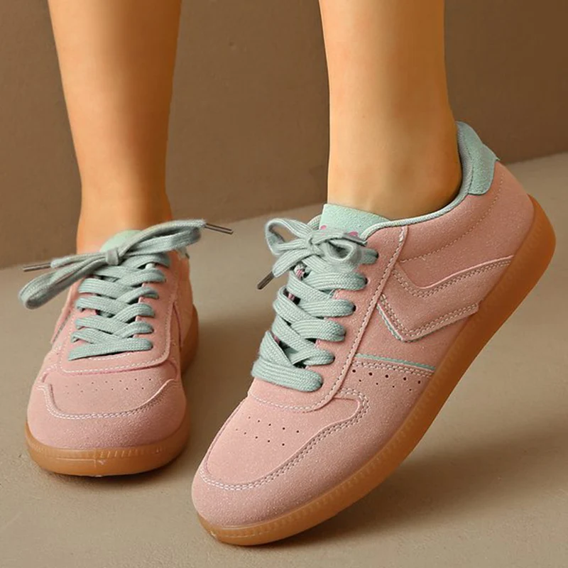 

Women Sneakers Spring Lace Up Sports Shoes Women Autumn Breathable Plus Size 35-44 Sneakers Woman Suede Sewing Casual Shoe Flats