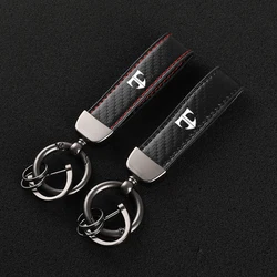 Leather Carbon Fiber Car Rings Keychain Zinc Alloy Keyrings For Hyundai Tiburon Coupe T Logo car Accessories