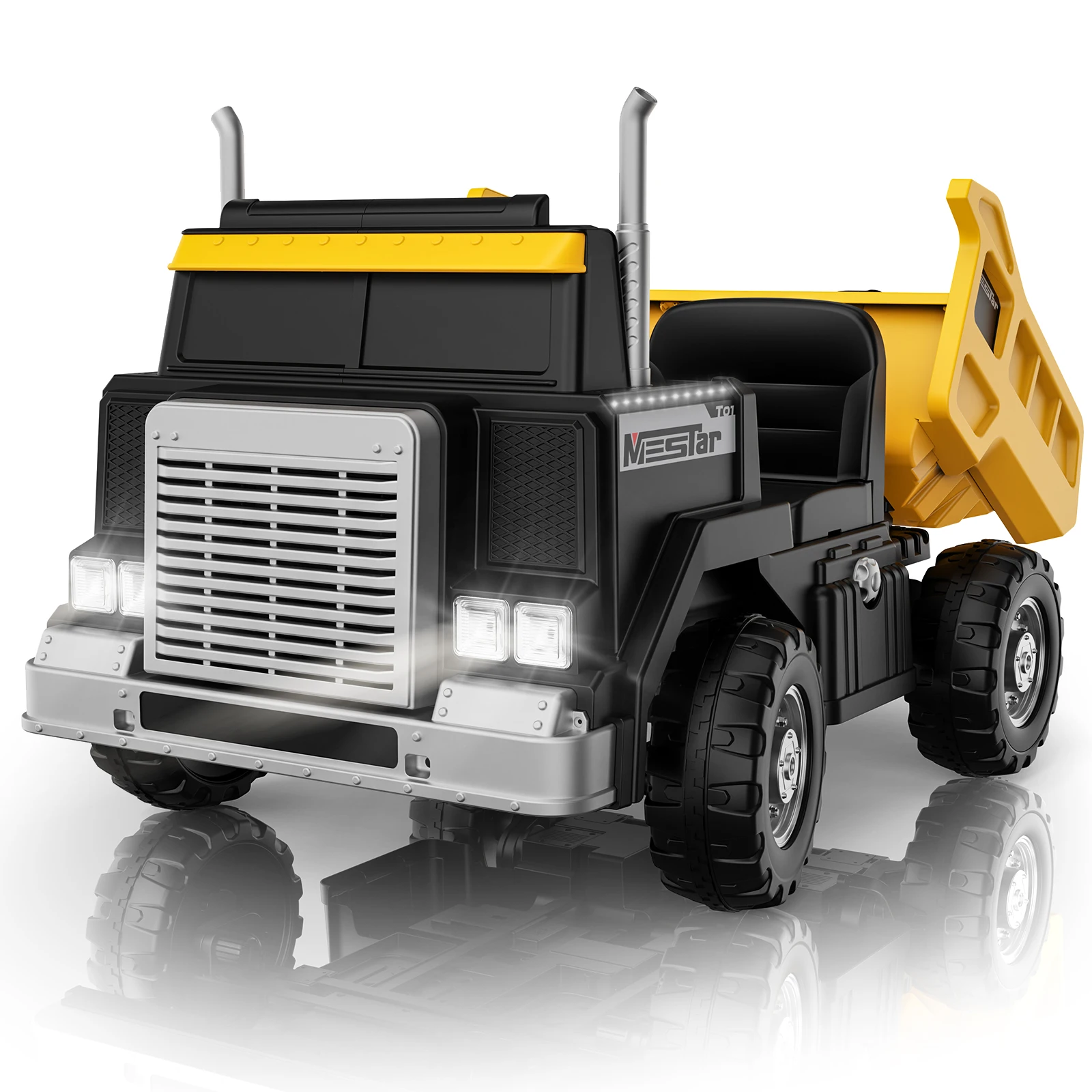 LIGIANT 24V Ride On Dump Truck für große Kinder, 24-Zoll-Sitz, 4WD/2WD, Fernbedienung, Dump-Bett, 3 Geschwindigkeiten, Federung, Bluetooth, LED