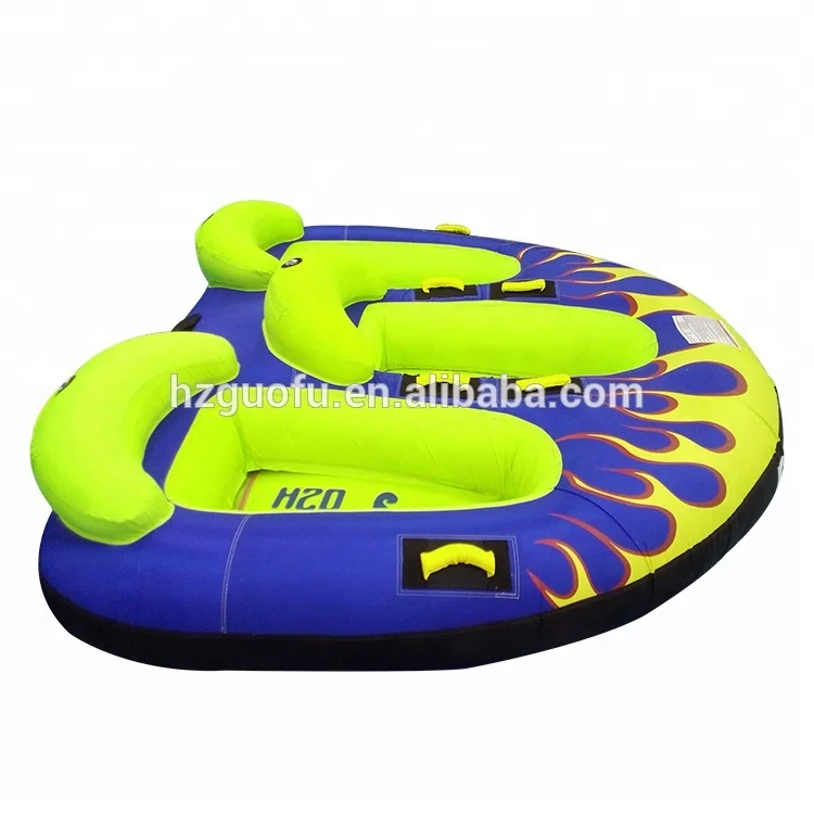 Inflatable Water Sports Flaming V 3 Person Safe Sit in Tube Towable