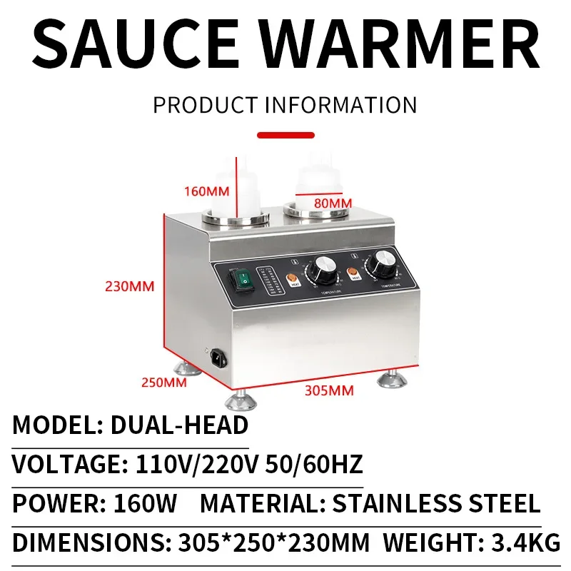 

Commercial Sauce Warmer, Chocolate and Cheese Warmer, Stainless Steel Electric, Multifunctional 4-Bottle Sauce Warmer