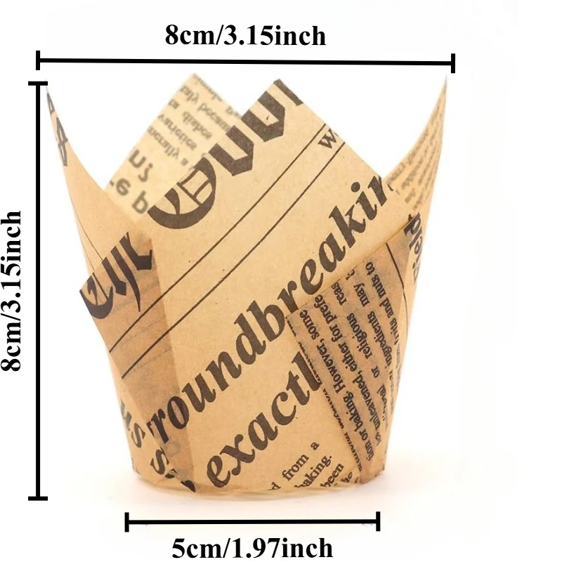 50Pcs Food Grade Tulip Flame Cupcake Liners High Temperature Resistant Oil Proof Baking Paper Cups Wrappers Wholesale Bakery