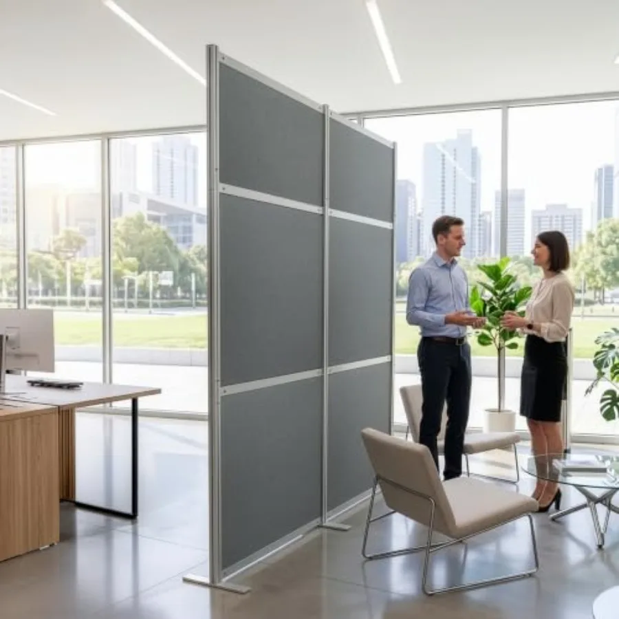 Modern Professional Office Cubicle Dividers: Dark Gray Freestanding Privacy Panel, PP-MWS84D, 76 x 84 inch, Modular Wall System