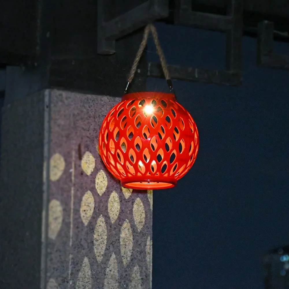 

Solar Lantern Imitation Bamboo Woven Hand-Held Pendant Lamp Courtyard Decoration Light LED Outdoor Courtyard Lantern Light DC6V